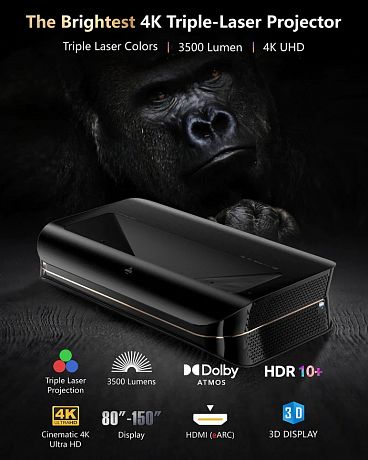 Ультракороткофокусный лазерный 4K 3D проектор AWOL Vision LTV-3500 Max Cinemascope Black (Google TV)