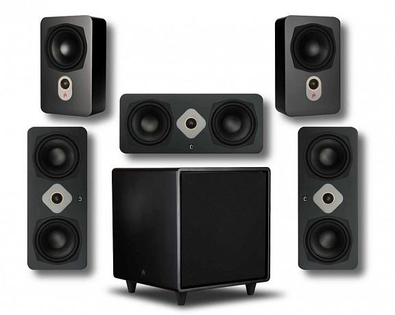 Комплект домашнего кинотеатра Aperion Audio Novus N6SC (N6SC+N6SR+Bravus II 10D) Black Stealth 5.1